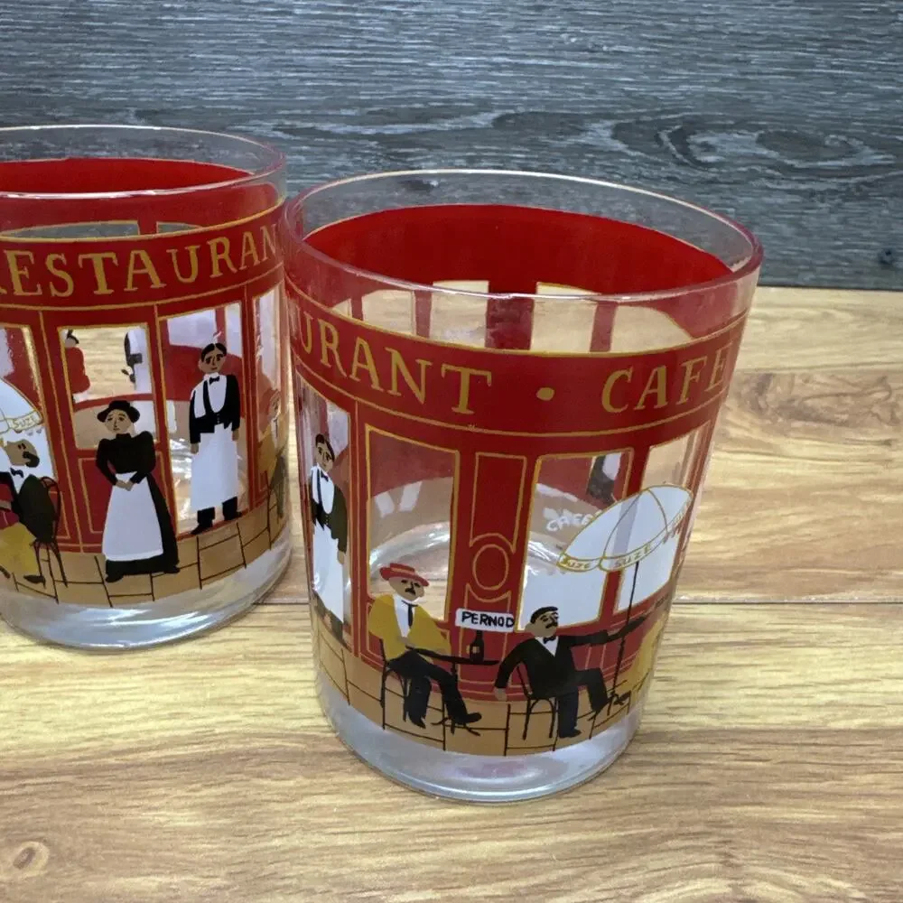 1960s Cera Cafe Restaurant Lowball Double Old Fashioned Glasses